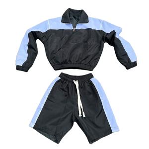 High Quality Winter Breathable Windbreaker Shorts Set Nylon Custom Logo Full Zip-Up Two Piece <b>Wind</b> <b>Breaker</b> Shorts set - Product Image 2