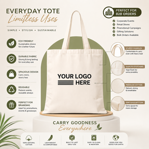 Bolsa de Mano de Lona de Algodón 100% con Diseño de Letras Impresas, Tamaño Personalizable, Asa de Lona de Algodón |   Compras Ecológicas - Product Image 5