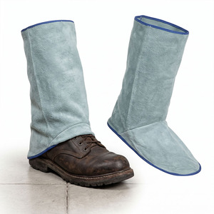 Cowhide Split <b>Leather</b> Industrial Safety Welding <b>Shoe</b> <b>Protectors</b> CE Certified 500-1000C Heat Resistance Fire Proof SAFETY - Product Image 2