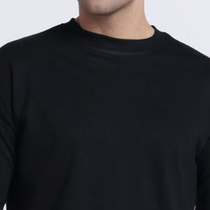 T-shirt à manches courtes pour homme, col rond, noir, coupe classique, décontracté, 100% coton jersey, couleur unie, design simple - Product Image 5