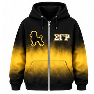 Sudadera con Capucha Oversize para Mujer, Estilo Tie-Dye, Color Negro y Dorado, Personalizada con Letras Griegas de la Hermandad Sigma Gamma Rho, Sudadera Informal de Felpa - Product Image 1