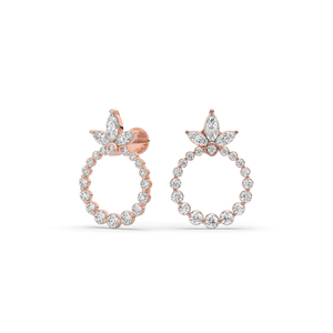Pendientes de Diamantes Cultivados en Laboratorio de Corte Marquise Redondo de Lujo de 0.88Ct, Oro de 14KT, Diseño Único Multiforma, Joyería Ligera de Boutique - Product Image 3