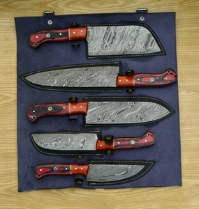 Handmade Carbon Steel Chef <b>Knife</b> <b>Set</b> 5-Piece High Carbon Razor <b>Sharp</b> Sustainable Multifunction Customizable Wholesale Wood - Product Image 2