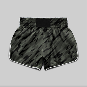 Pantalones Cortos de Muay Thai para Hombre, Pantalones Cortos de Boxeo con Estampado de Camuflaje, Cintura Elástica con Cordón, Pantalones Cortos de Entrenamiento de Artes Marciales - Product Image 1