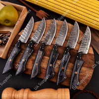 Couteaux à steak professionnels de haute qualité, fabriqués à la main sur mesure, OEM/ODM, pour la restauration et la cuisine à domicile, en acier Damas, à lame pleine.