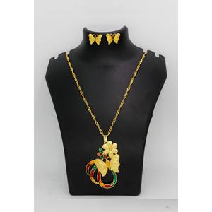 Kolkata Special Owl Design Gold Plated Pendant Necklace Set Traditional Ethnic Fashion Enamel Jewelry for Women Made of Alloy - Product Image 4