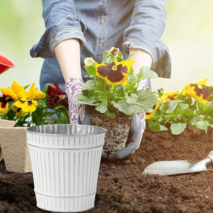 Macetas Galvanizadas, Cubos Metálicos Medianos para Flores, Macetas de Estilo Rústico para Exteriores, Cubo Metálico para Decoración del Hogar en Interiores, Juego de 6 - Product Image 6