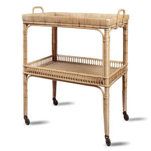 Carrito de servicio de ratán natural para hoteles, carrito rodante de almacenamiento, proveedor de Vietnam, precio económico. - Product Image 2