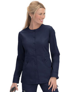 Veste d'échauffement athlétique ajustée pour femme, uniforme médical décontracté avec fermeture éclair, tissu extensible pour usage hospitalier - Product Image 6