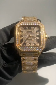 Montre mécanique couleur or avec incrustations de strass, cadran carré, bracelet, pour soirée et bijoux - Product Image 3