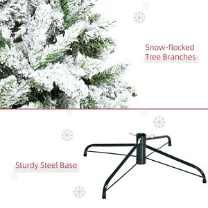 9ft Tall Unlit Snow Flocked Pine Artificial Christmas Tree with Realistic Green Branches - Product Image 3