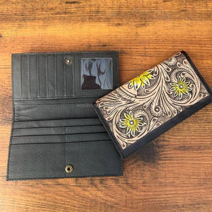 ใหม่จริงHandcrafted TooledหนังBifold Clutchesผู้หญิงออกแบบกระเป๋าสตางค์ร้อนขายTooledหนังที่ไม่ซ้ํากันสไตล์กระเป๋าสตางค์ - Product Image 6