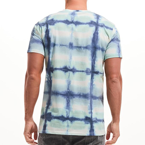 Men's Tie-Dye Short Sleeve T-<b>Shirt</b> O-Neck Regular Fit Knitted Casual Patterned Blue White Green - Product Image 3