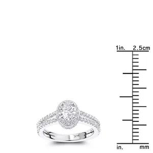 EtherStar Jewels Lab Grown Oval Diamond 18K Gold 1.25ctw E VS IGI Certified Halo <b>Split</b> Shank Women's Engagement Wedding <b>Ring</b> - Product Image 3