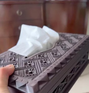 Premium Engraved <b>Floral</b> Pattern Carved Wooden Tissue <b>Box</b> & Holder for Dining Room and Bedroom - Product Image 3