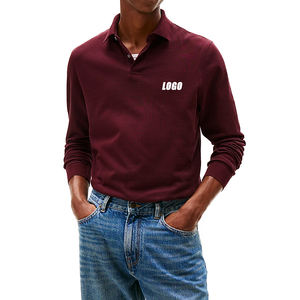 Polo classique de qualité supérieure en coton extensible respirant pour homme, coupe régulière, tricot piqué, manches longues, 1985 - Product Image 1