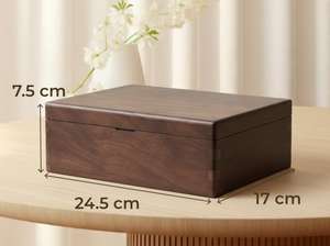Caja de Almacenamiento de Madera Moderna y Duradera con Tapa (24.5x17x7.5 cm) para Joyas, Accesorios y Organización de la Sala de Estar - Product Image 3