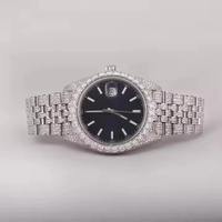 Montre-bracelet de luxe en acier inoxydable style diamant glacé, quartz, moissanite, design hip-hop, étanche 10 bars