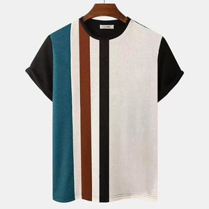 Camisetas a Rayas Vintage Nuevas para Hombre, Camisetas de Verano de Manga Corta, Camisetas Casuales de Moda, Impresión por Sublimación Personalizada - Product Image 1