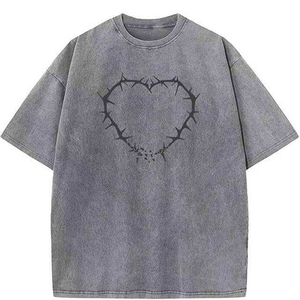 T-shirt en coton surdimensionné pour homme avec imprimé motif épineux, style streetwear, manches courtes, col rond, coupe jersey, longueur standard - Product Image 3