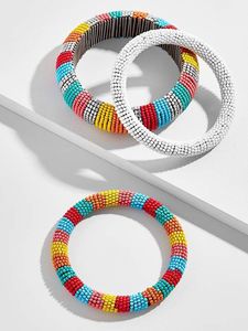 Pulsera de cuerda tejida a mano con dije de metal personalizado y cuentas de vidrio, brazalete tubular para mujer, joyería diaria - Product Image 6