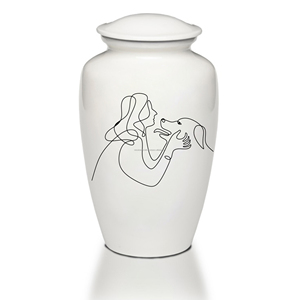 Urne funéraire commémorative pour animaux de compagnie 8 "pouces pour cendres de chien blanc classique prix personnalisé urne pour chien de haute qualité - Product Image 2