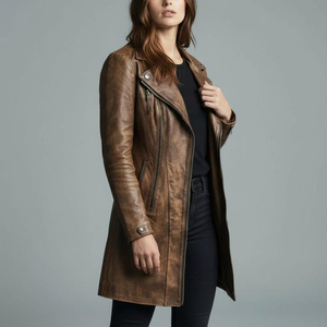 Ladies <b>Genuine</b> Sheep Skin Leather Jacket Dyed Breathable Waterproof Eco-Friendly with Wool Lining for Travel Daily Use - Product Image 4