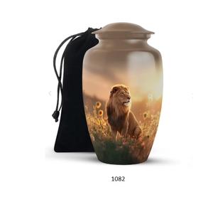 Urne funéraire grand format Lion, urne funéraire pour cendres d'adulte, urne funéraire royale Lion, urne funéraire en métal faite à la main - Product Image 2