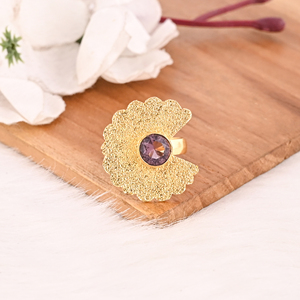 Designer Pink Hydro <b>Ring</b> <b>Adjustable</b> Gold Plated Brass Handmade Gemstone Jewelry for Women - Product Image 2