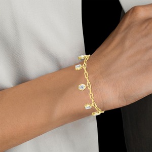 Stylish 2.36 ctw Multi Shape Lab Created Diamond Charm Paperclip Bracelet 18K Yellow Gold - Product Image 1