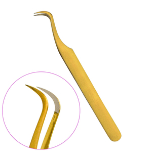 Pince à épiler anti-magnétique en acier inoxydable 10 mm à pointe en fibre pour extensions de cils, fixation forte, marque privée, noir et or - Product Image 5