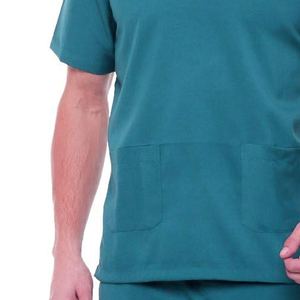 Ensemble de blouses d'hôpital pour hommes à manches courtes et col en V, 100% coton, doux, de haute qualité, confortable, séchage rapide, respirant, uniformes d'infirmiers - Product Image 3