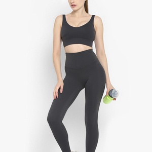 Conjunto Deportivo de Yoga para Mujer, Personalizado, de Color Sólido, Ajustado, de Secado Rápido, Transpirable, sin Mangas, para Entrenamiento, Tallas Grandes, Superventas - Product Image 5