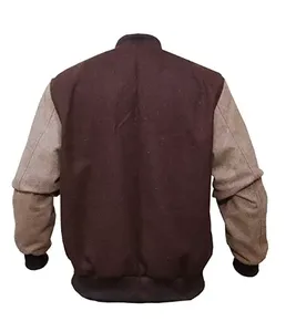 High Quality Black Camouflage Eco-Friendly Waterproof Breathable Spring Canvas Varsity Jacket Crew Neck <b>Covered</b> <b>Buttons</b> - Product Image 2