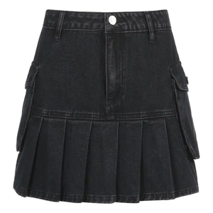 Jupe-short en jean pour femme, taille haute, boutonnée sur le devant, mini, décontractée, mode estivale, streetwear tendance, bas de tenue pour le quotidien - Product Image 5