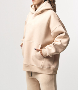 Wholesale Women's 100% Cotton Lightweight Plus Size Four-Way Stretch Windproof Printed Winter Pullover Hoodie Set Jogging <b>Suit</b> - Product Image 5