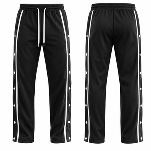 Pantalones de calentamiento de baloncesto personalizados para hombre con botones a presión de liberación rápida, pantalones de entrenamiento para equipo, fabricante de ropa deportiva de marca privada OEM - Product Image 1