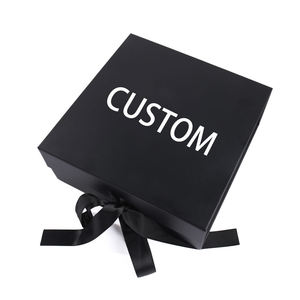 EcoRev Custom <b>Black</b> Square Rigid <b>Gift</b> <b>Box</b> Satin Ribbon UV Printed Logo High-End Packaging Biodegradable Recycled Materials - Product Image 1