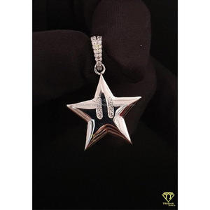 Collar con colgante de estrella larga 925 Plata VVS laboratorio cultivado diamante ligero helado joyería regalo para hombres y mujeres - Product Image 3