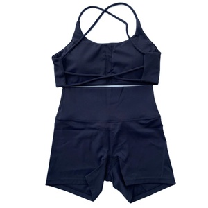 ชุดกางเกงขาสั้นสำหรับโยคะชุดออกกำลังกายสองชิ้นสำหรับผู้หญิงชุดออกกำลังกายฟิตเนสบราสายรัดเอวสูงชุดวอร์มสำหรับวิ่ง - Product Image 2