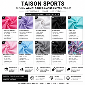 TAISON SPORTS Unisex Roller Skating Uniform 180 GSM Premium Interlock Polyester Blue White Panel Design Custom Digital Print - Product Image 4