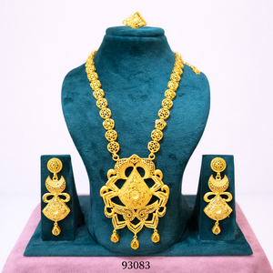 MOLL JEWELLERS - Juego de Collar con Colgante de Filigrana Floral con Circonitas y Baño de Oro de 24k, de Lujo, para Novia, Boda, con Aretes y Anillo de Diseño - Product Image 1