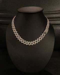 Collar de Cadena de Eslabones con Incrustaciones de Diamantes Moissanite VVS, Estilo Hip Hop, Plata de Ley 925, Joyería Personalizada - Product Image 1