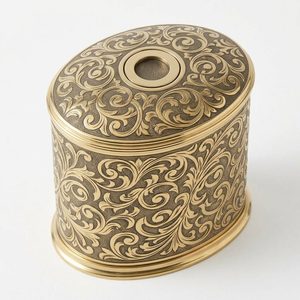 Portavelas de Latón Dorado Pulido Hecho a Mano de 15 cm con Diseño Damasco Invertido y Grabado Ovalado Nazar para Decoración del Hogar, Hoteles, Mesas y Regalos - Product Image 3