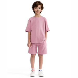 Conjunto de Verano 2026 para Niños, Camiseta y Pantalones Cortos a Juego, Diseño de Parches, Rayas, Algodón Puro - Product Image 6