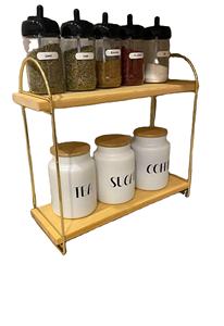 ชั้นวางของเครื่องเทศ, ชั้นวางเคาน์เตอร์ครัว2ชั้นแบบชนบท | ตู้เก็บของ/ชั้นเก็บเครื่องเทศ | - Product Image 4