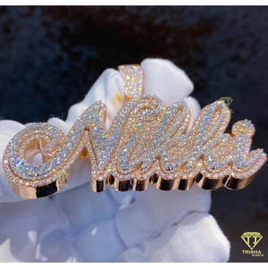 Collar con colgante de lujo "Nikki" con diamantes de moissanita, estilo hip hop, regalo para ella. - Product Image 3