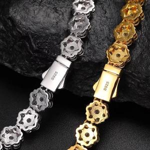 Collar de cadena tipo tenis con incrustaciones de moissanita VVS1 floral de 9mm, de plata de ley S925, estilo Hip Hop, con apariencia de diamante, joyería fina para hombre - Product Image 2