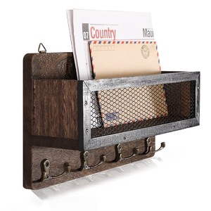 Natural Oak Wood Key Holder with <b>Shelf</b> - 5 Hook <b>Wall</b> <b>Mount</b> Wholesale - Product Image 2