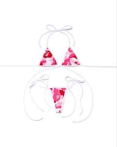 Women's Casual-Comfy High Waist Solid Color <b>Bikini</b> <b>Set</b> Removable Padded Triangle Bra Spandex Ribbed Knitted Fabric Deep V Neck - Product Image 4